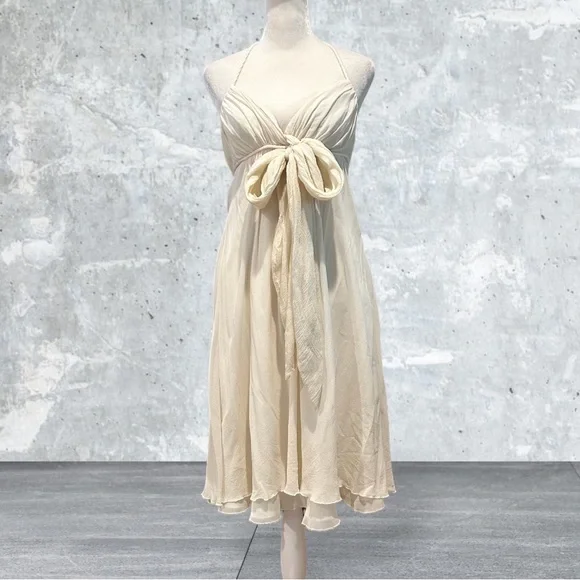 Nicole Miller | Dresses | Nicole Miller Grecian Style Raw Silk Halter Dress  Size Approx 24 | Poshmark
